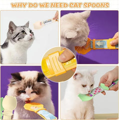 cat treat feeder, spoon, wet food dispenser, pets