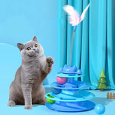 cat toy, interactive, turntable, feather, ball, stick