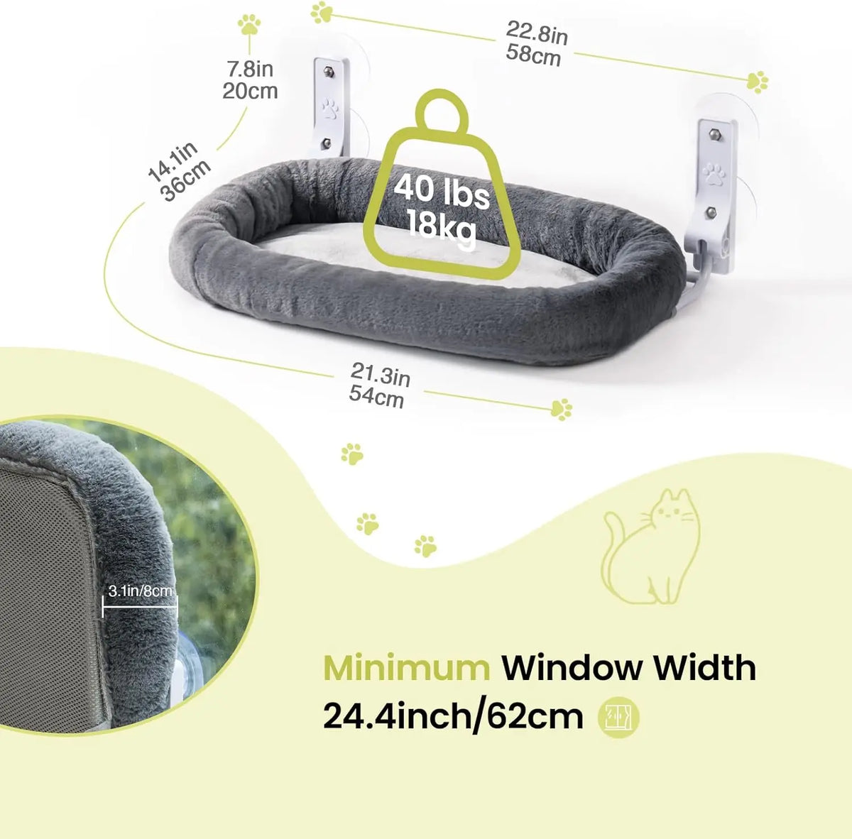 Cat Window Perch - Foldable Hammock with Strong Suction Cups
