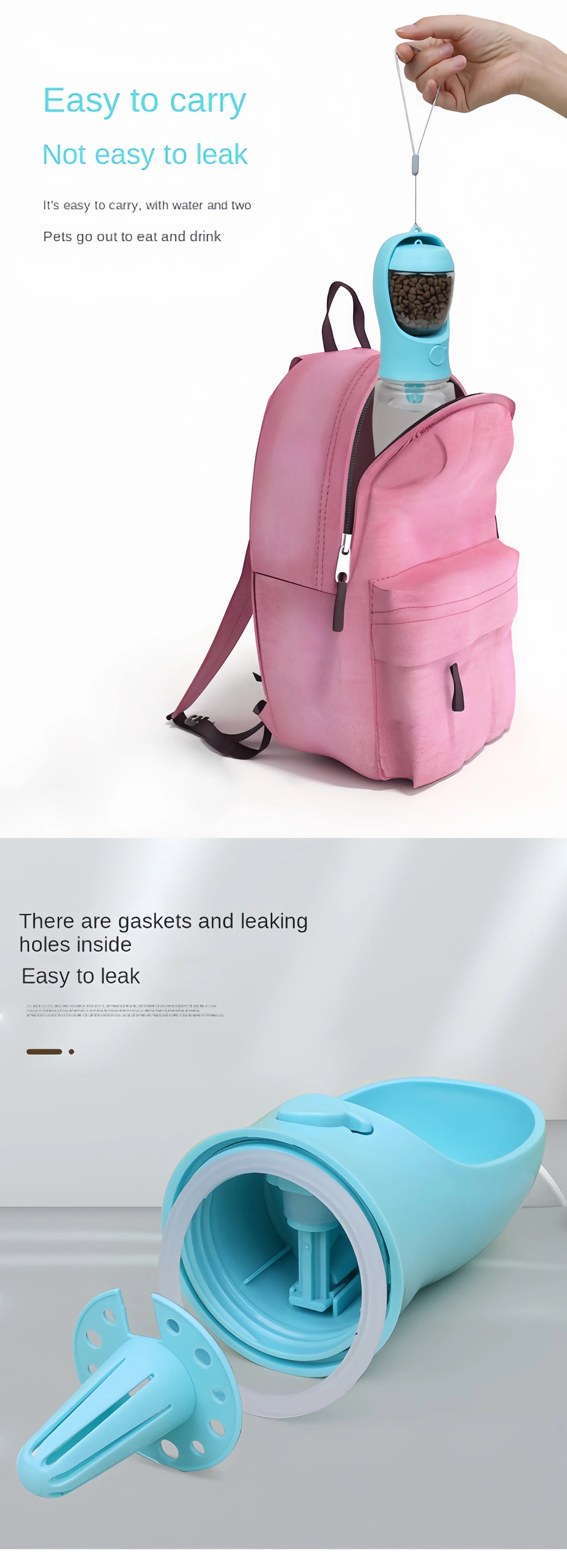 Portable Dog Water Bottle with Food Container – Puppy Travel Bowl - BLOOM CART..