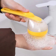 Pet Bath Brush Soft Silicone Long Handle With Shampoo Dispenser